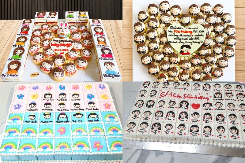 Bánh kem chia tay lớp cắt sẵn trang trí chibi siêu đáng yêu