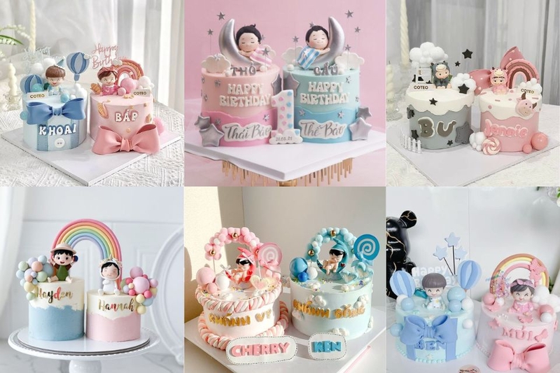 Mẫu bánh đôi trang trí chibi cực xinh