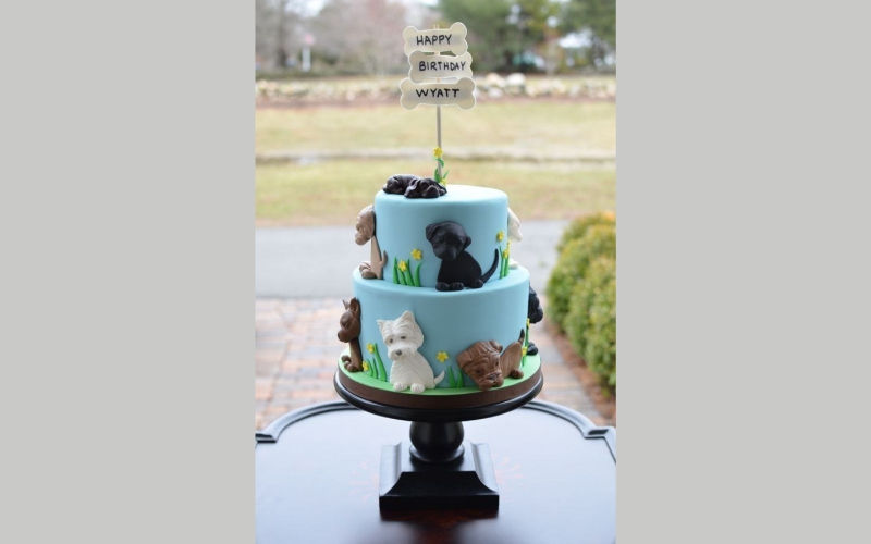 Bánh kem hình con chó 2 tầng sang trọng 2