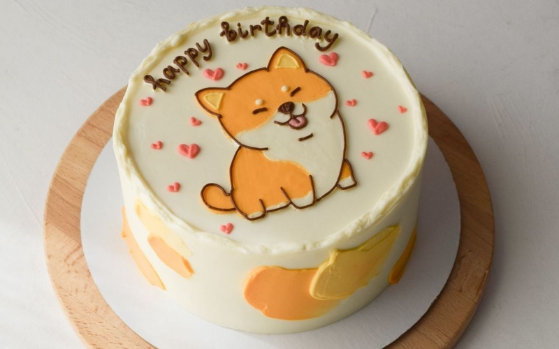 Bánh kem hình con chó đơn giản, tinh tế 1