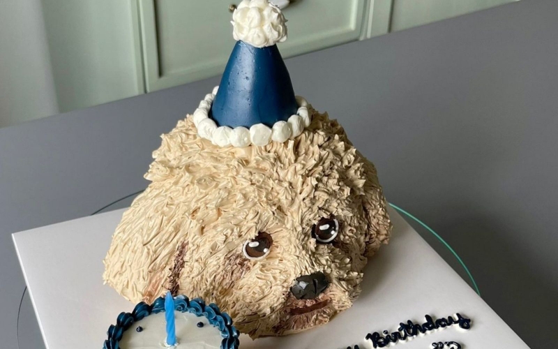 Bánh kem hình con chó 3D sống động 2