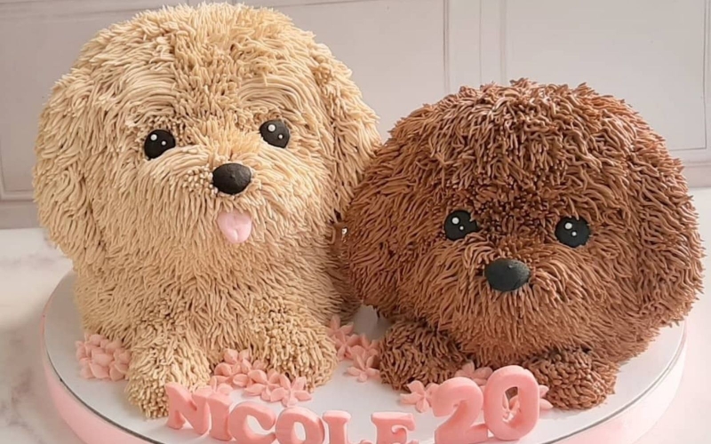 Bánh kem hình con chó 3D sống động 3