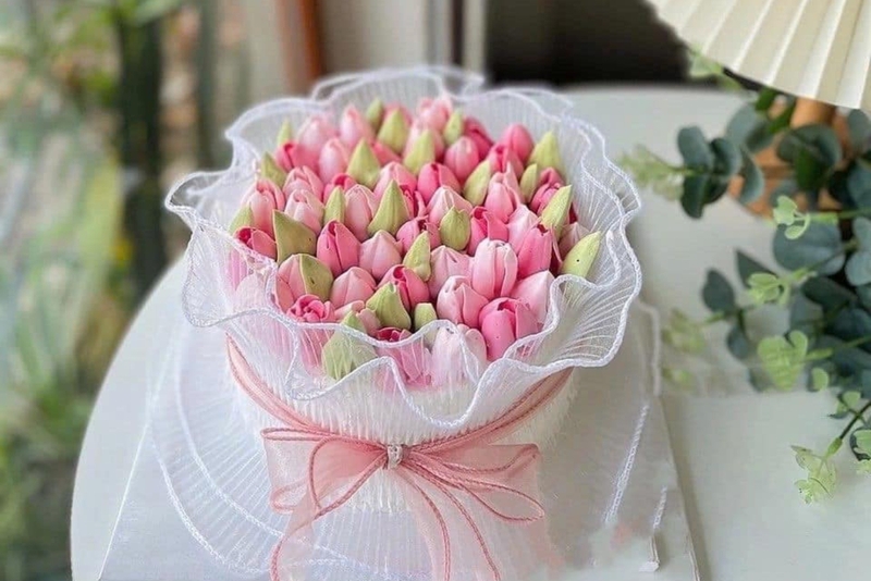 Bánh kem hoa tulip 1