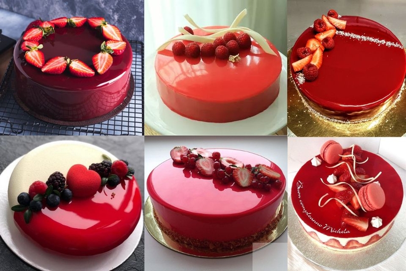 Mẫu bánh mousse kết hợp màu đỏ cực xinh