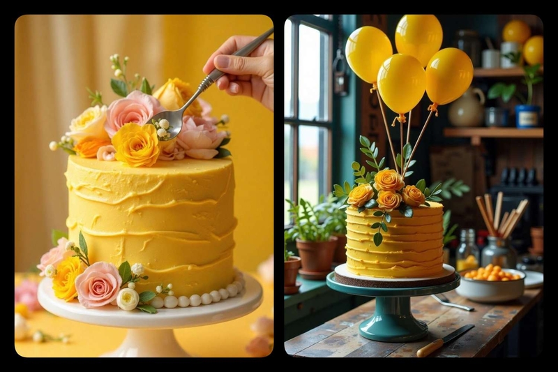 bánh kem màu vàng ảnh 4