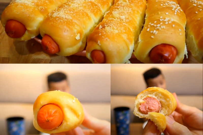 Bánh mì cuộn xúc xích bằng nồi chiên không dầu (8)