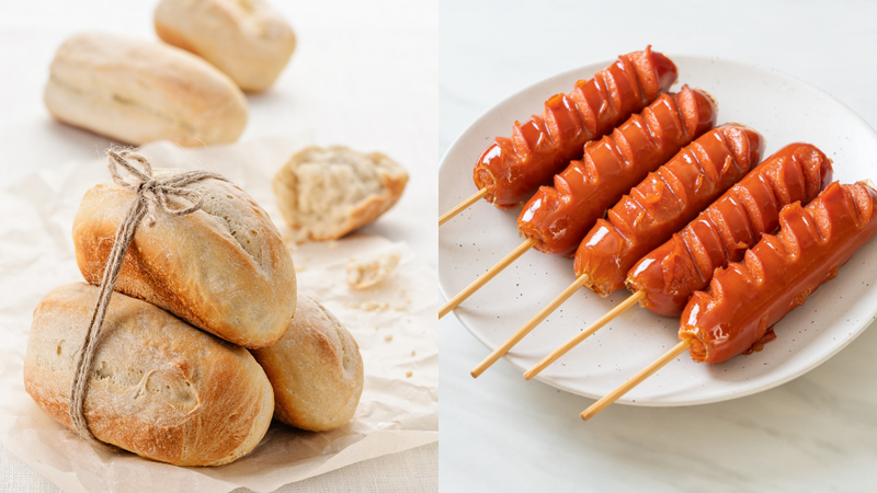 Nguyên liệu chuẩn bị cho bánh mì kẹp xúc xích