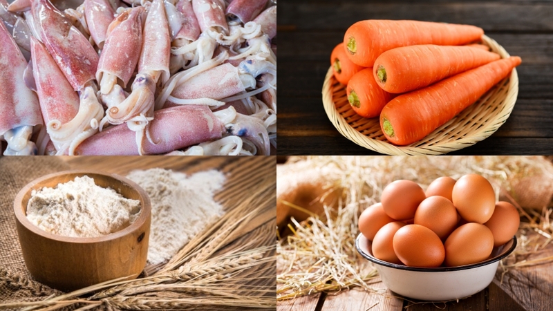 Nguyên liệu làm món bánh mực chiên