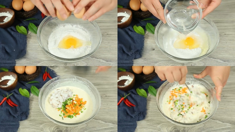 Bước 2: Pha bột bánh mực