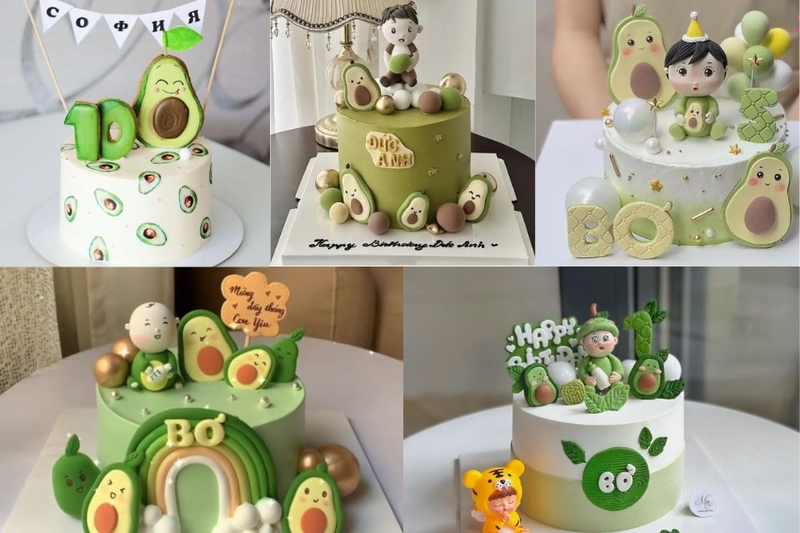 Bánh gato kết hợp quả bơ cho bé trai
