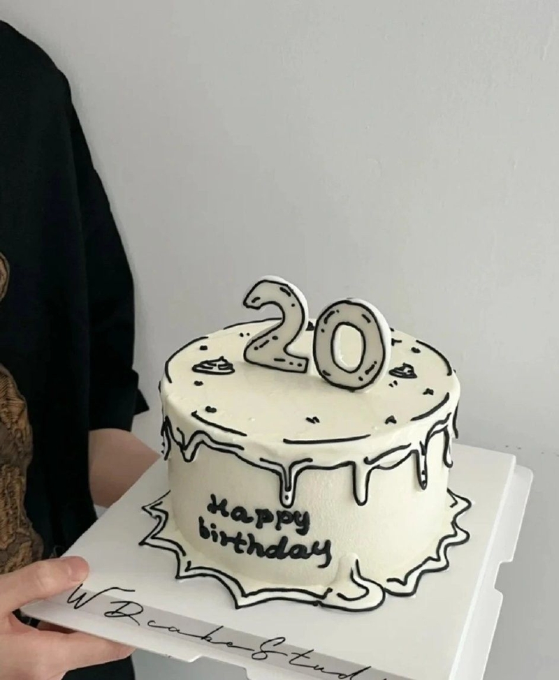 bánh sinh nhật màu đen trắng hình 18