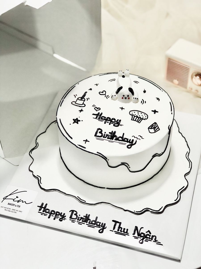 bánh sinh nhật màu đen trắng hình 20