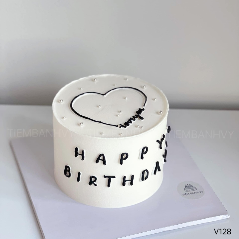 bánh sinh nhật màu đen trắng hình 2