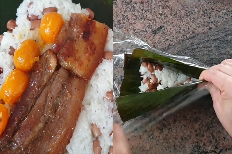 bánh tét trứng muối đậu phộng thịt khìa hình 1