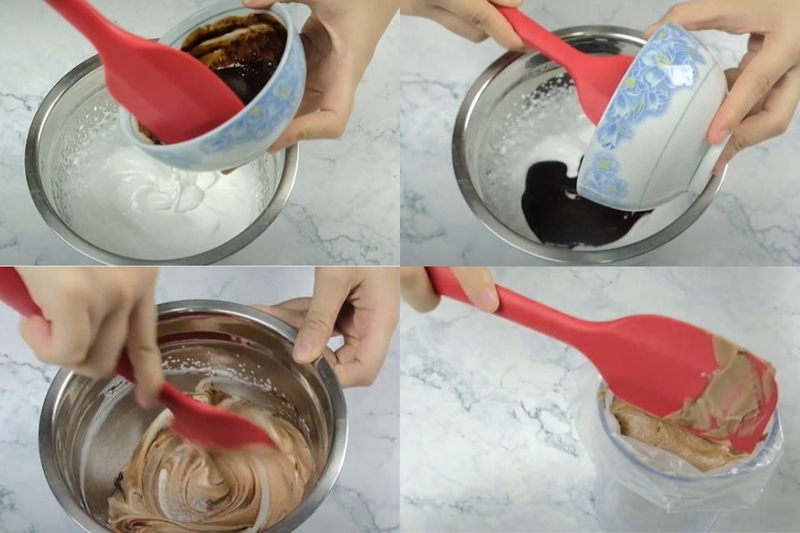 Cho phần nhân vào túi bắt kem hoặc hộp kín