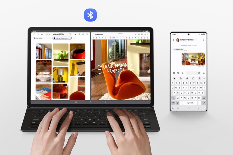 Bao da bàn phím AI Samsung Tab S10 FE Plus kết nối thông minh với tính năng chia sẻ không dây