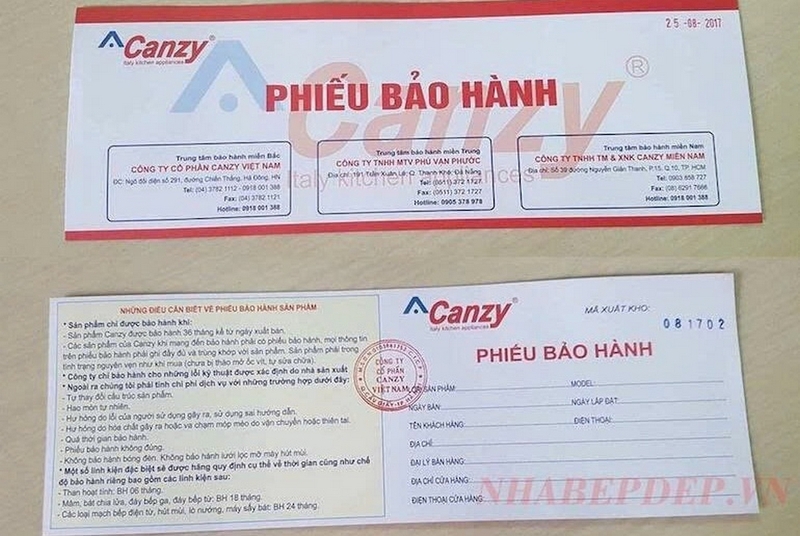 bảo hành bếp từ Canzy ảnh 2