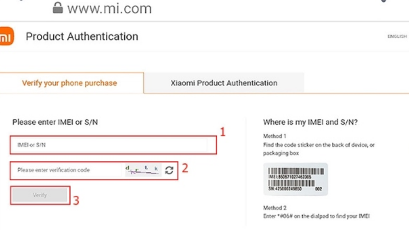 Kiểm tra trực tuyến qua IMEI