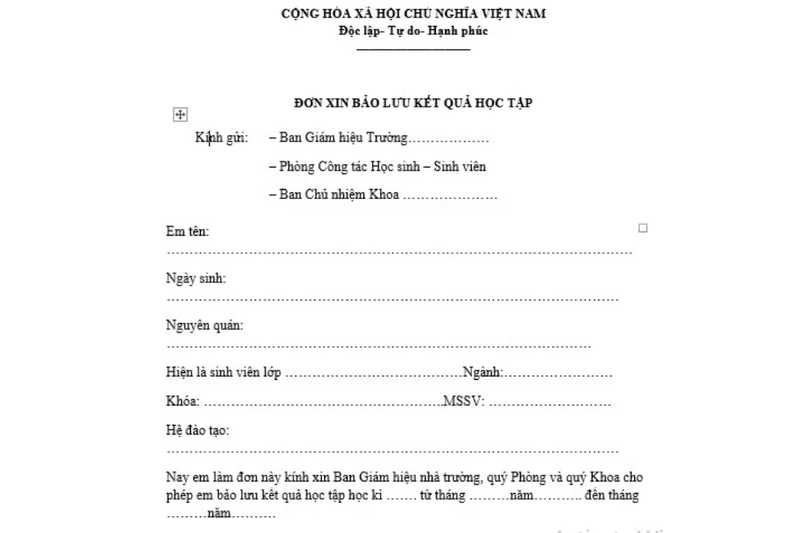 Chuẩn bị hồ sơ bảo lưu kết quả học tập