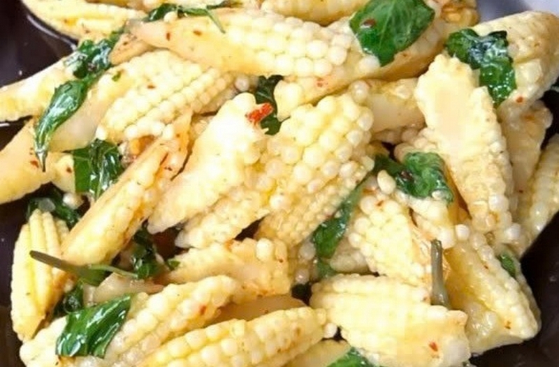 Bắp non xào tỏi chay ảnh 5