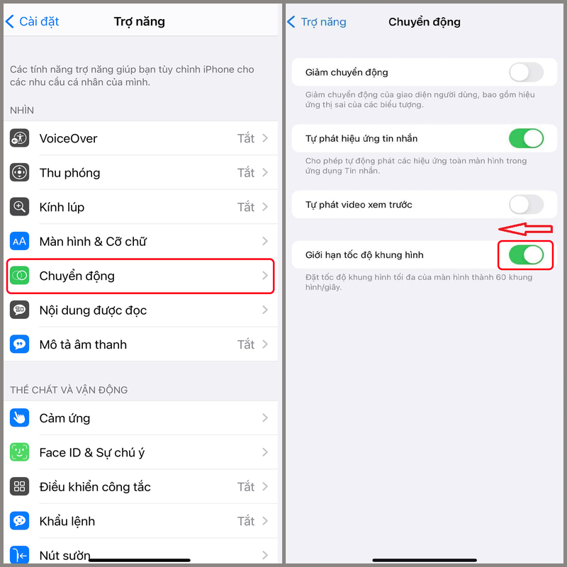 bật 120Hz iPhone hình 5