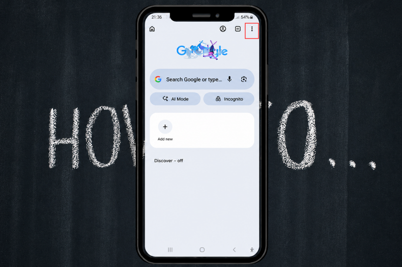 Mở menu tùy chọn trong Chrome