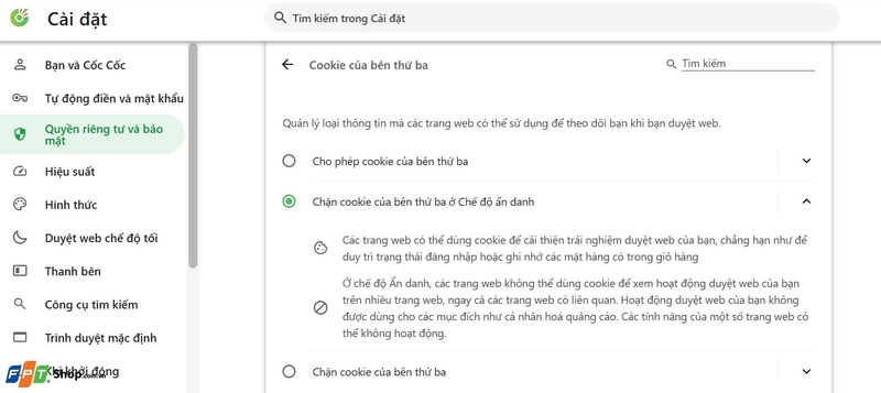 Bật Cookie trình duyệt ảnh 1
