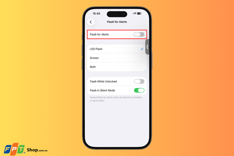 bật tính năng Flash for Alerts
