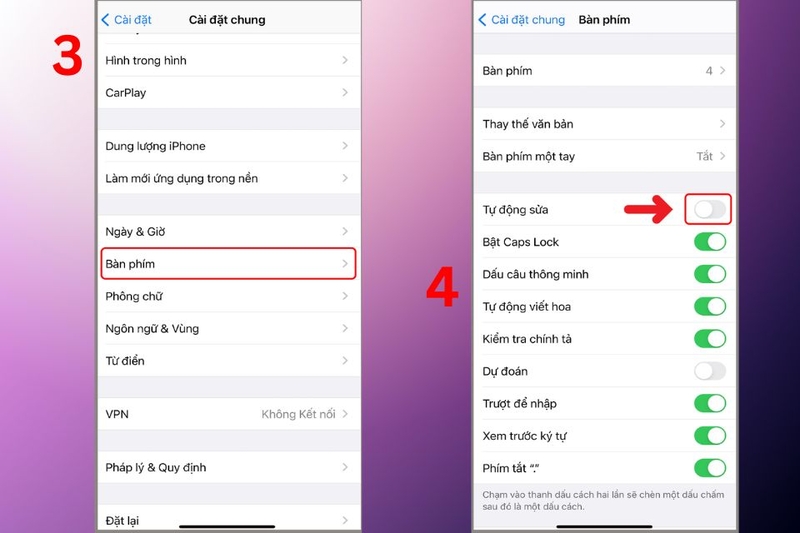 bật_tắt tự động chỉnh sửa chính tả trên iPhone 2