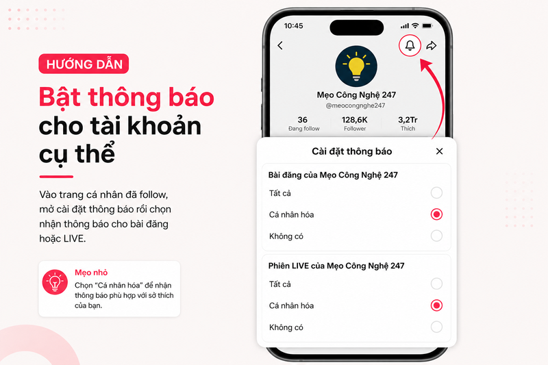 Bật thông báo tài khoản TikTok đang follow ảnh 4