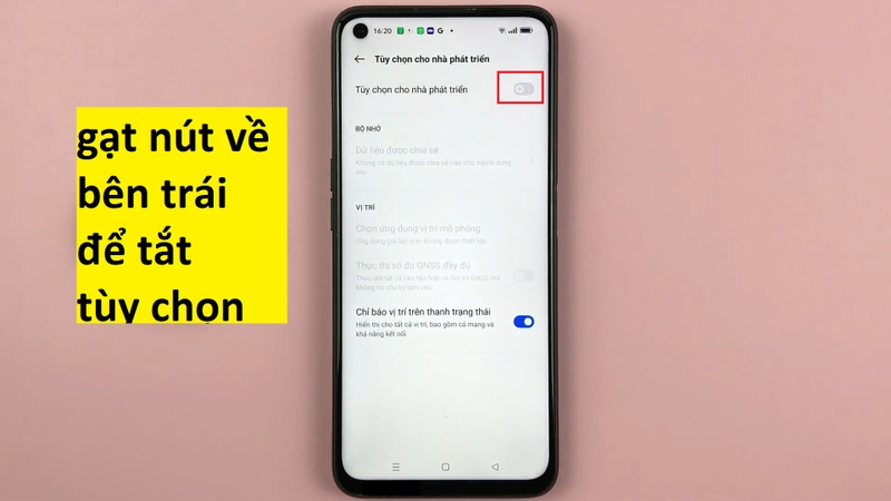bật tùy chọn nhà phát triển trên realme hình 7