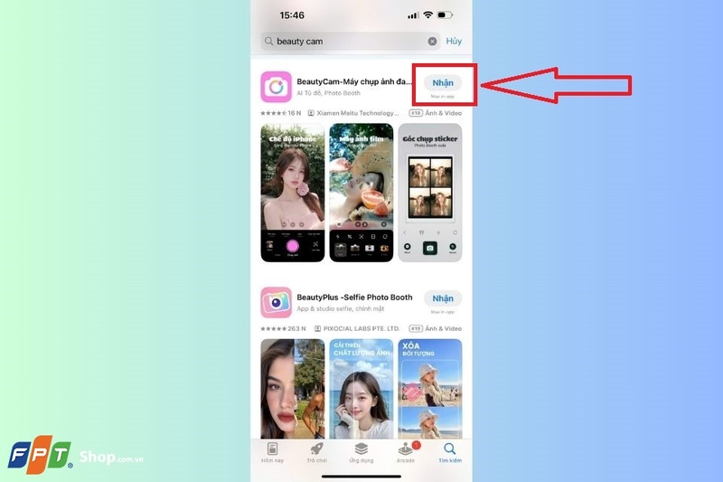 Chạm vào ứng dụng BeautyCam để tải app