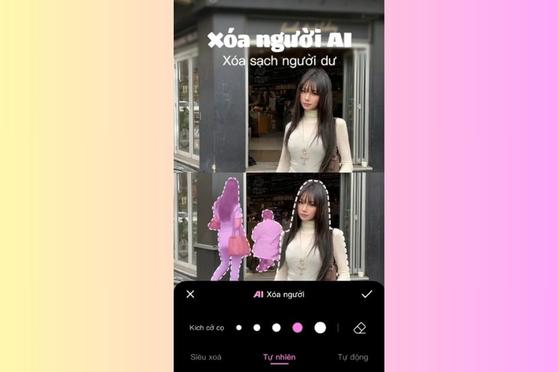 Xóa người / Xóa vật thể (Eraser Tool) trên app