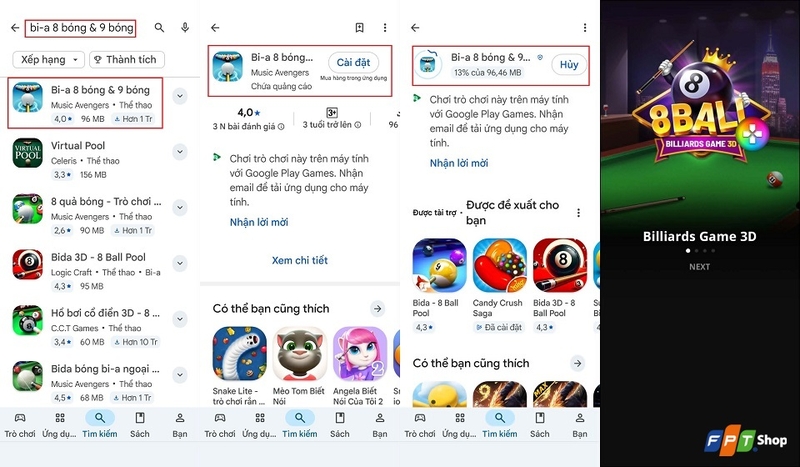 Cách tải về game Bi-a 8 bóng & 9 bóng cho thiết bị Android của bạn