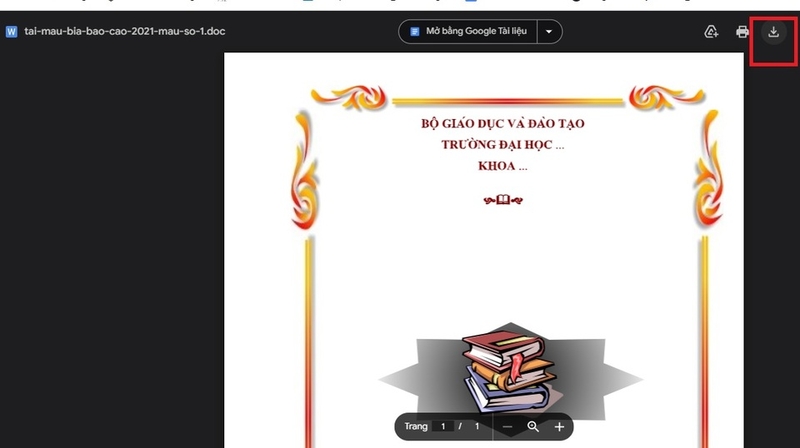 Nhấp vào biểu tượng Download ở góc phải