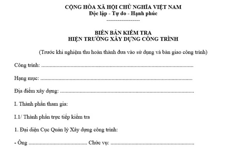 Khi kiểm tra hiện trường xây dựng, công trình hoặc hạng mục thi công