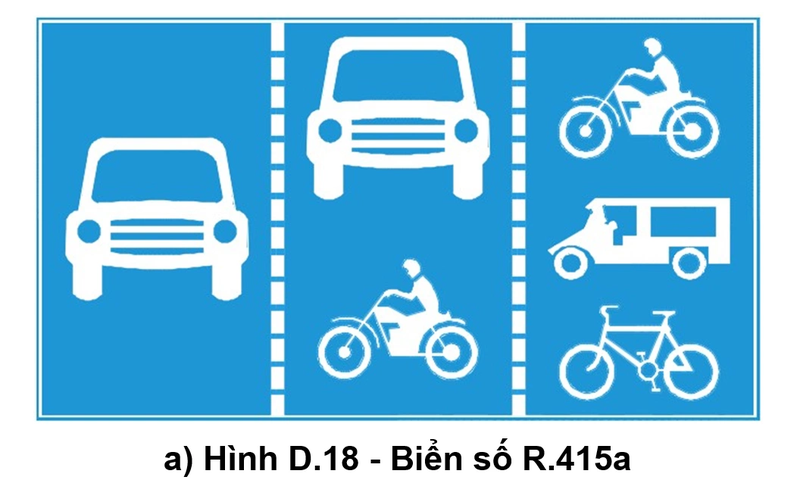 Biển số R.415a - Biển gộp làn đường theo phương tiện