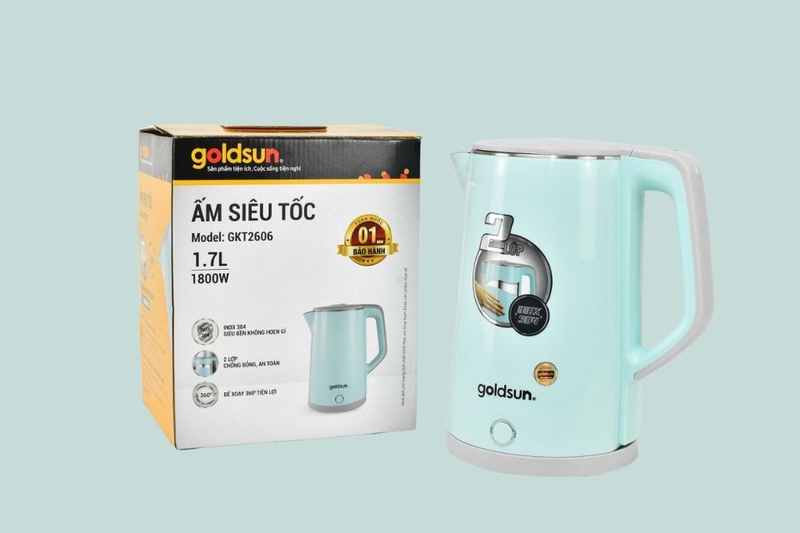 Bình đun siêu tốc 2 lớp Goldsun 1.7 lít GKT2606