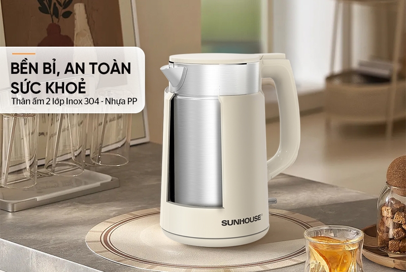 Bình đun siêu tốc inox 2 lớp Sunhouse 2 lít SHD1387 - hình 3