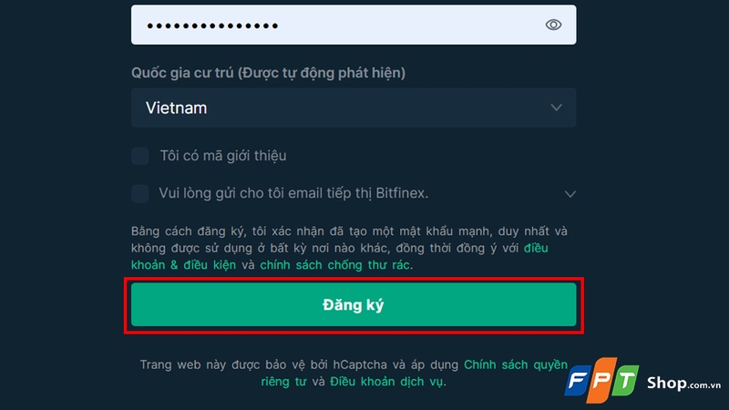 Nhấn nút Đăng ký sau khi điền thông tin