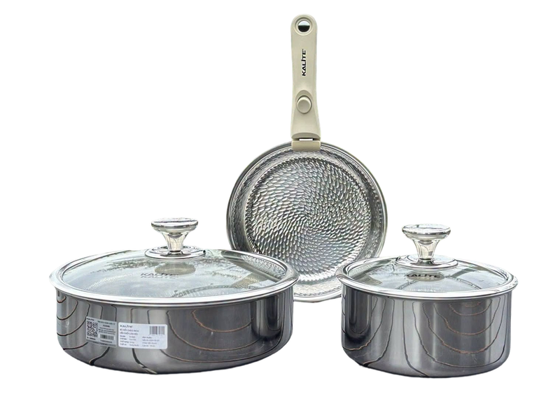 Bộ 2 nồi 1 chảo inox liền khối cán rời Kalite Lumia KCS568 - hình 3