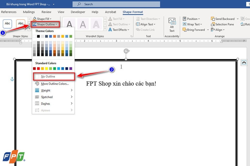 Bỏ khung hình trong Word - Bước 4