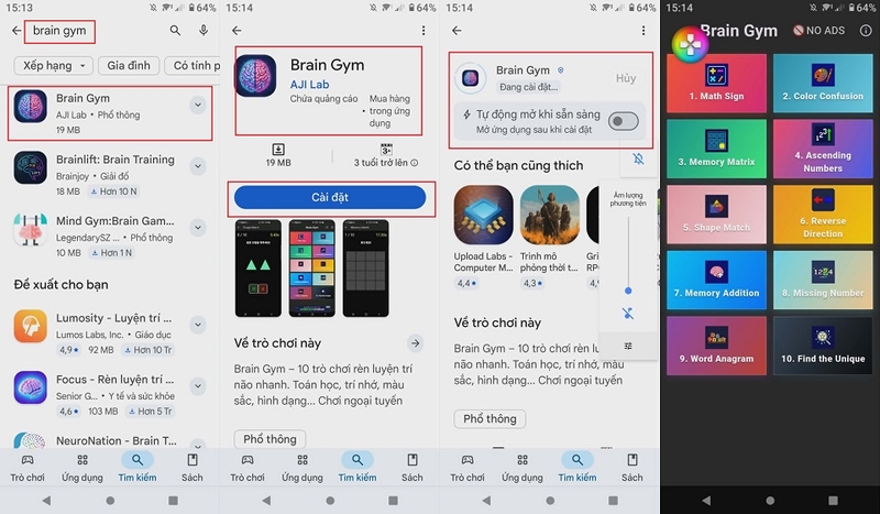 Cách tải về Brain Gym cho thiết bị Android