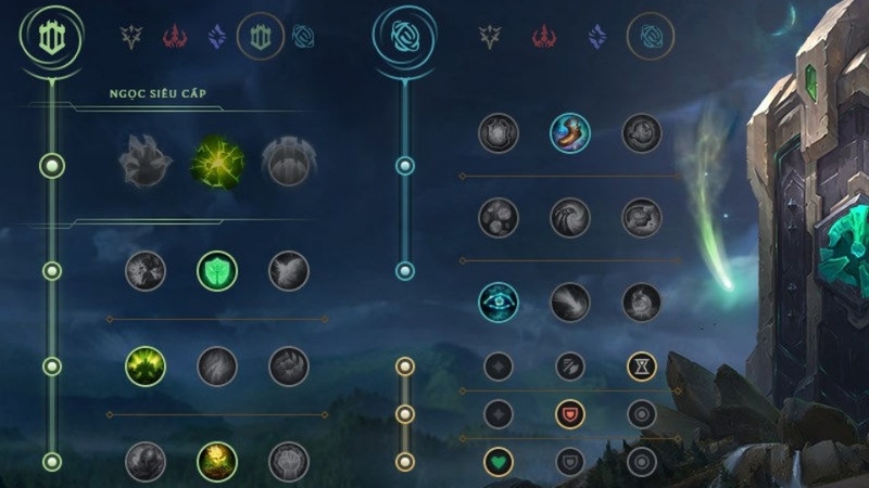 Bảng ngọc khi build Zac