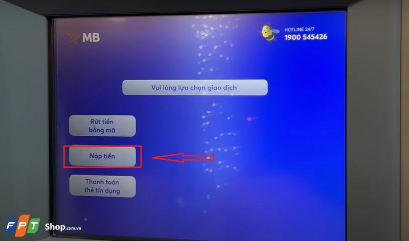 Bạn hãy nhấn vào mục “Nộp tiền”.