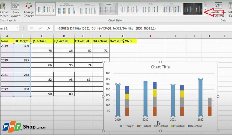 Chọn loại biểu đồ cần thực hiện