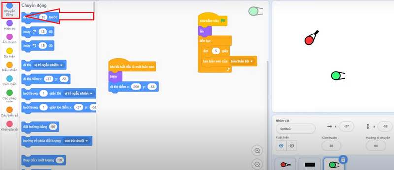 Tạo chuyển động và hoạt họa của game