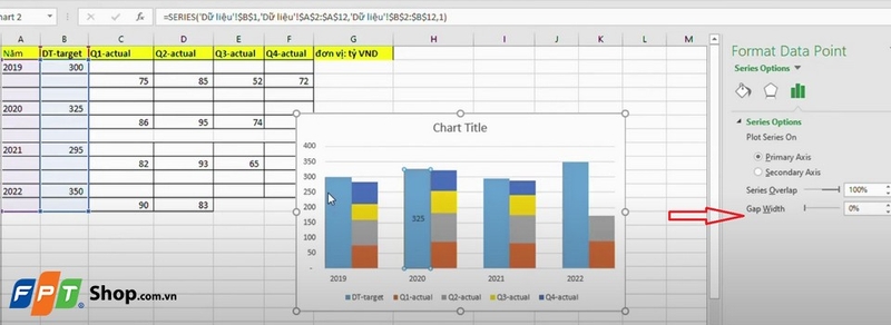 Theo dõi cách định dạng cột cho biểu đồ