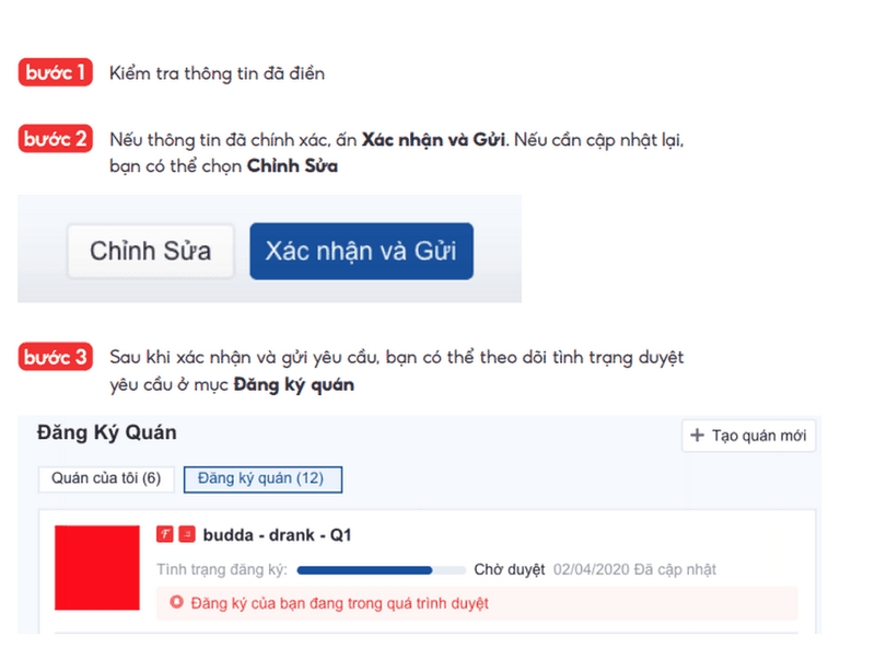 Xem lại những thông tin của người đăng ký