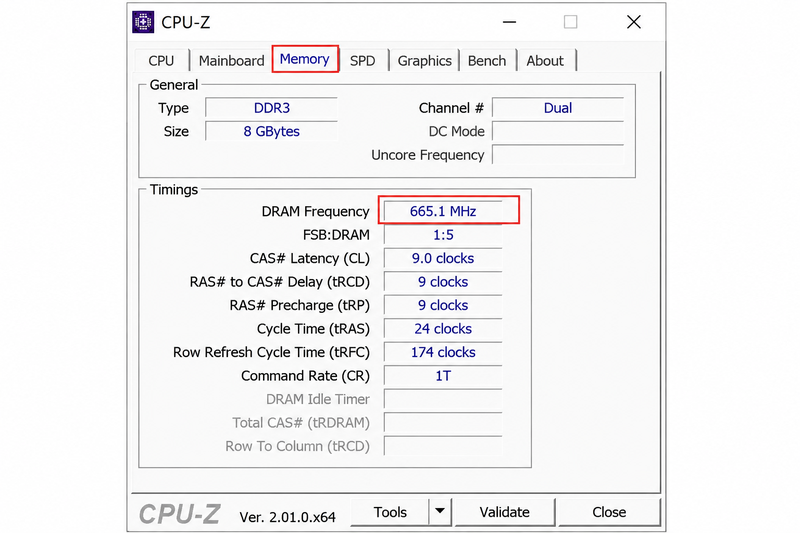 Kiểm tra Bus RAM bằng CPU-Z